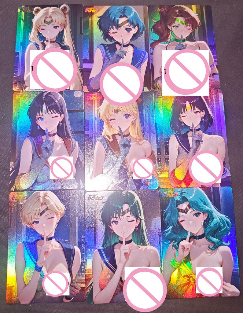 R18+ 9pcs/set Sailor Moon Self Control Collect Signature Trading Flash Card Anime Cartoon Christmas Gift Golden Signature