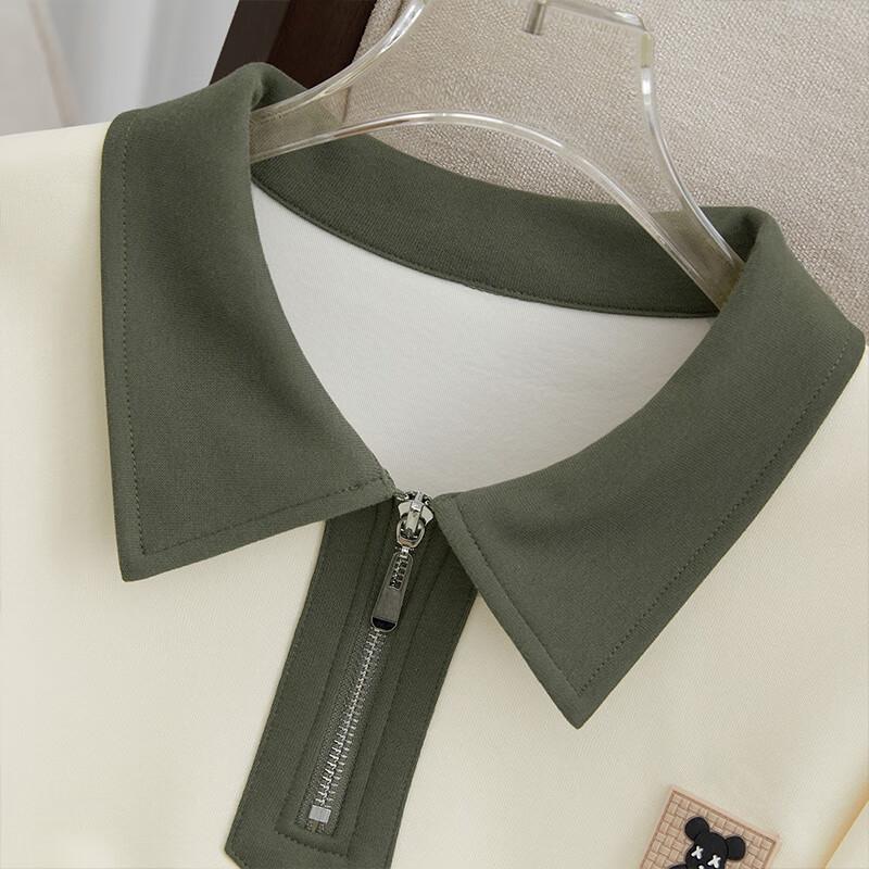 Women's Academy Style Color Block Lapel Sweatshirt