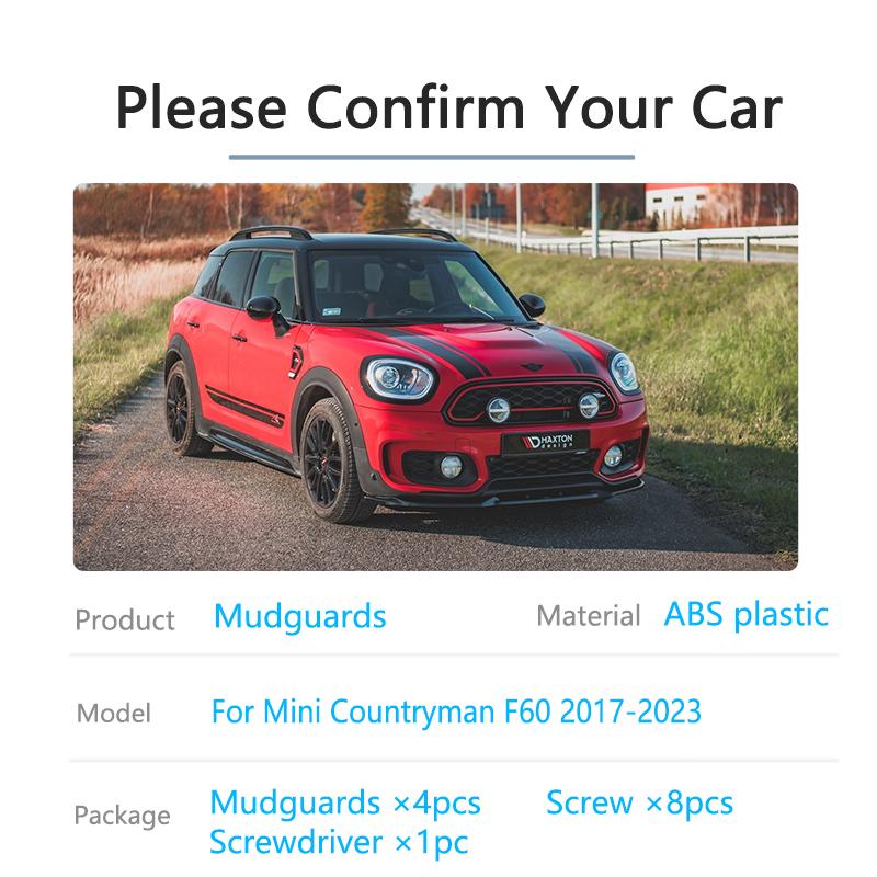 4 шт., передние брызговики автомобиля, задние для Mini Countryman F60 Cooper 2017 ~ 2023, брызговики, защита колес, Auto Styline