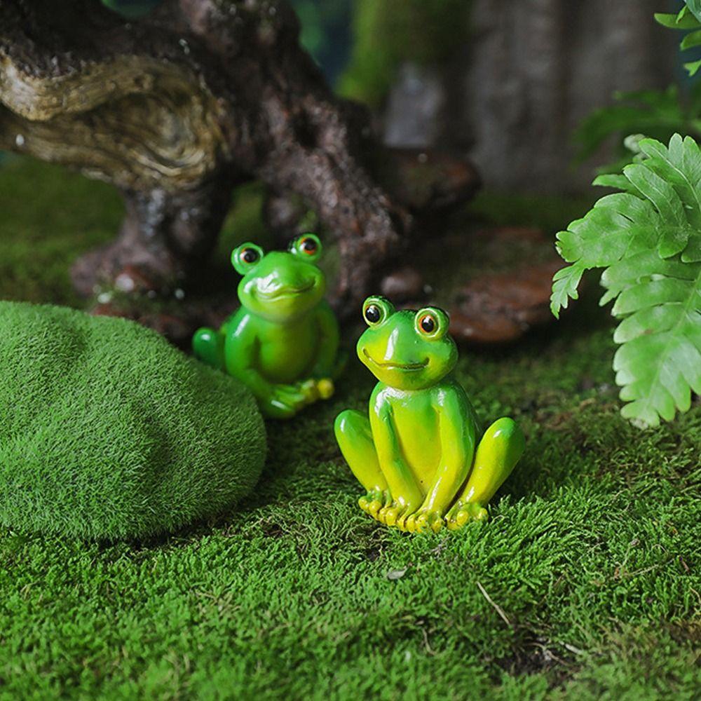 Mini Garden Frog Ornament Resin Micro Landscape Decoration Animal Statue Frog Figurines Patio