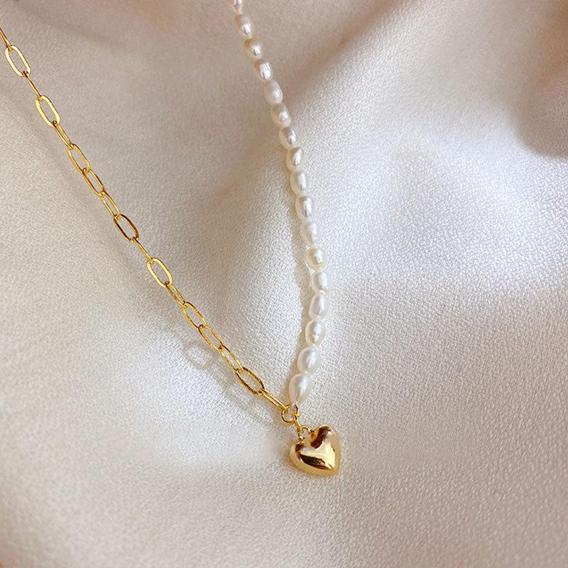 Niche Sense of Natural Freshwater Pearl Асимметричное ожерелье с подвеской в виде ключицы и цепочкой Love для женщин