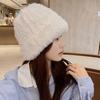 Women Winter Hat Fuzzy Faux Fur Brimless Solid Color Dome Windproof Warmth Sun Protection Knitted Cap Outdoor Travel Headwear