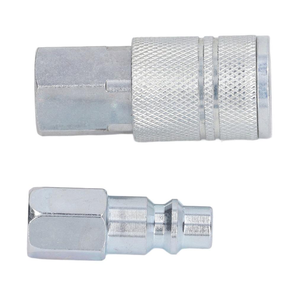 4PCS Steel Industrial Air Coupler and Plug Kit Industrial and Automotive Air Tools