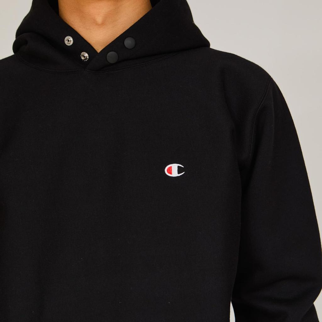 Reverse Weave Hooded Sweatshirt Windproof Water Repellent Heat Retention Moisturizing One Point Logo REVERSE WEAVE Black M [Champion] (R) C3-U123