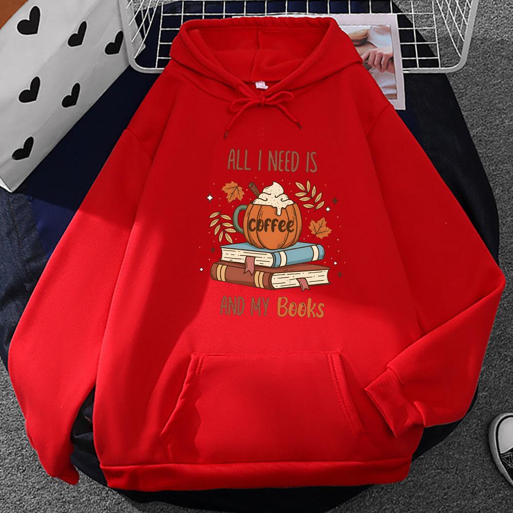 Coffee and Pumpkin Spice Print Hoodie Fall Winter Fleece Sweatshirts Oversized Casual O-neck Pullover Men/women Long Sleeve Tops