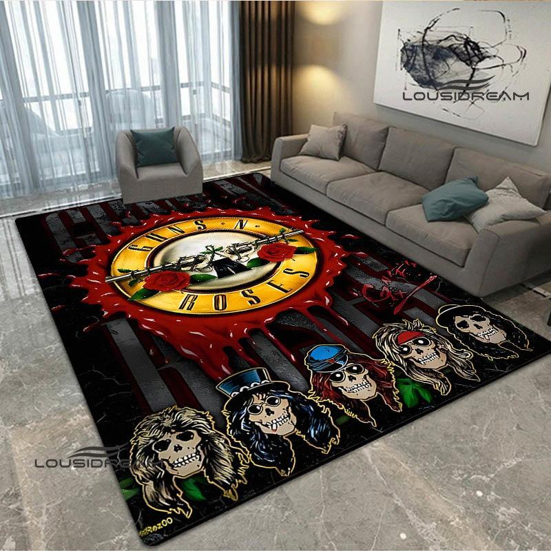 Ковер с ретро-принтом группы Guns n'roses, модный элемент декора дома, нескользящий ковер, реквизит для фотосъемки, коврик для небольшого помещения, подарок на день рождения