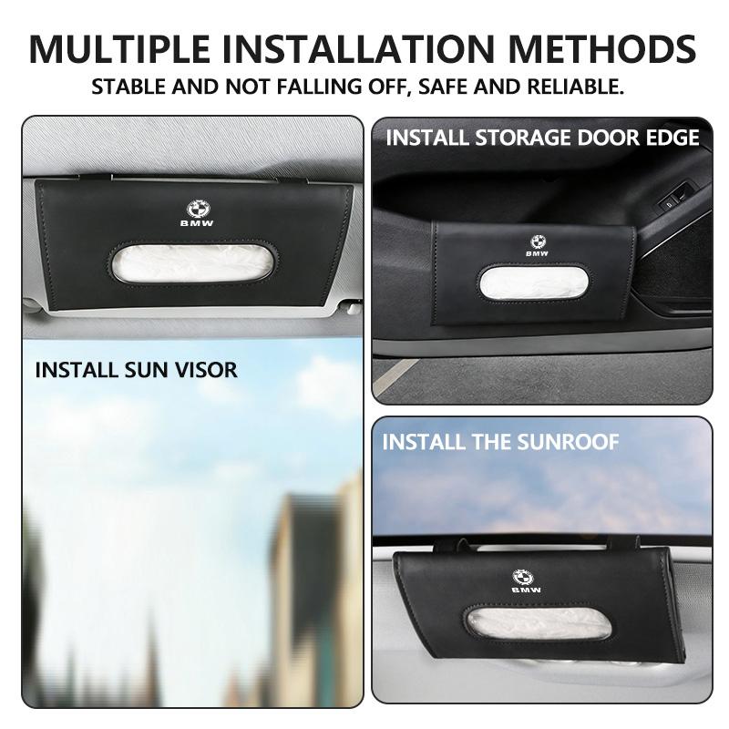 Car Tissue Box Sun Visor Hanging Napkin Holder Paper Rack Organizer For BMW Performance X1 M3 M6 F01 F02 E34 E36 E60 F10 F20 X6 ADMVN1