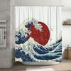 The Great Wave Off Kanagawa Shower Curtain Japanese Style Bathroom Decor Art Print Waterproof Polyester Fabric Bath Curtain