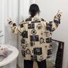 Блузка Harajuku, рубашка для пары, женская, мужская, одежда, блузки, длинные рубашки Bf, весна-осень, отложной воротник, повседневный топ