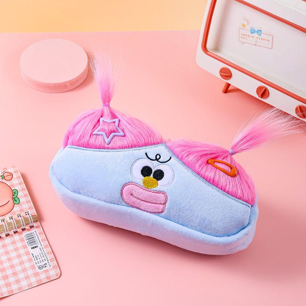 DIY Fluffy Hair Pencil Case Holder Stationery Storage Soft Plush Pen Bag Schools Supplies