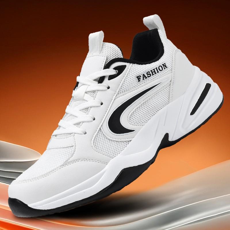 Youth style shoes Breathable Mesh Dad Sneakers Boys Low-Top Casual Running Shoes Black White Gray