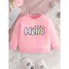 Детская толстовка "Hello" с английским принтом Осень/Зима Модная, удобная, мягкая, тонкая толстовка с круглым вырезом для девочек