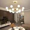 Nordic LED Chandeliers Indoor Glass Living Room Dining Bedroom Lighting Modern Hanging Ceiling Copper Lamp