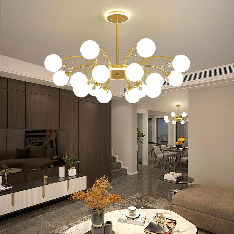 Nordic LED Chandeliers Indoor Glass Living Room Dining Bedroom Lighting Modern Hanging Ceiling Copper Lamp