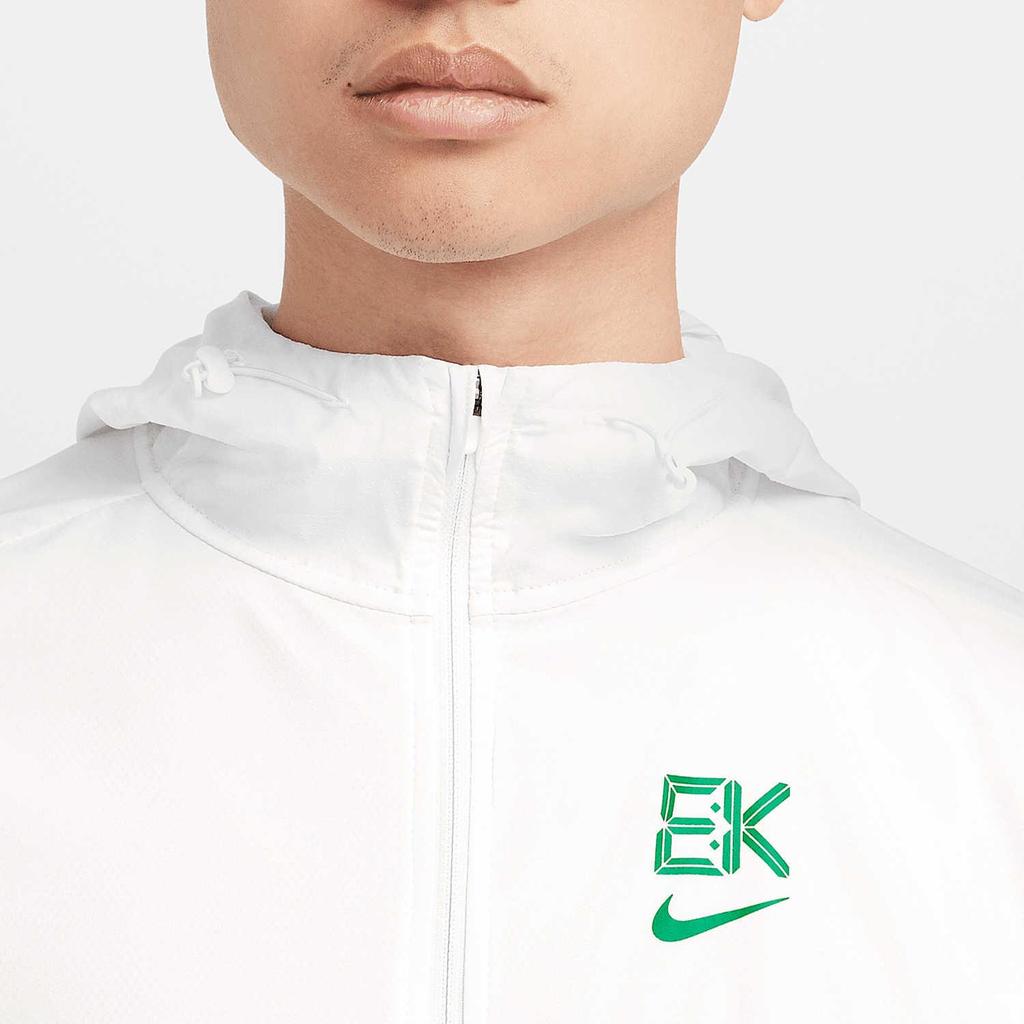 Nike Невероятно легкая ветровка Kipchoge Windrunner с капюшоном на молнии, легкая спортивная куртка, мужские куртки, Summit-White, Stadium-Green, FV9607-121