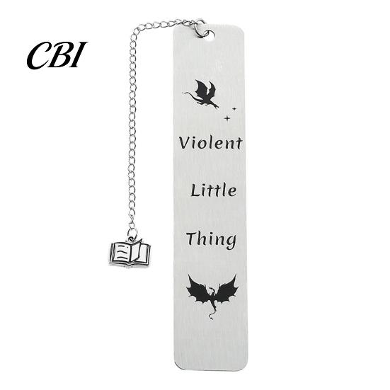 Unique Animal Bookmark Pterosaur Bookmark, Stainless Steel Fourth Wing Design Page Marker with Smooth Polished Black Tassel, Literary Gift for