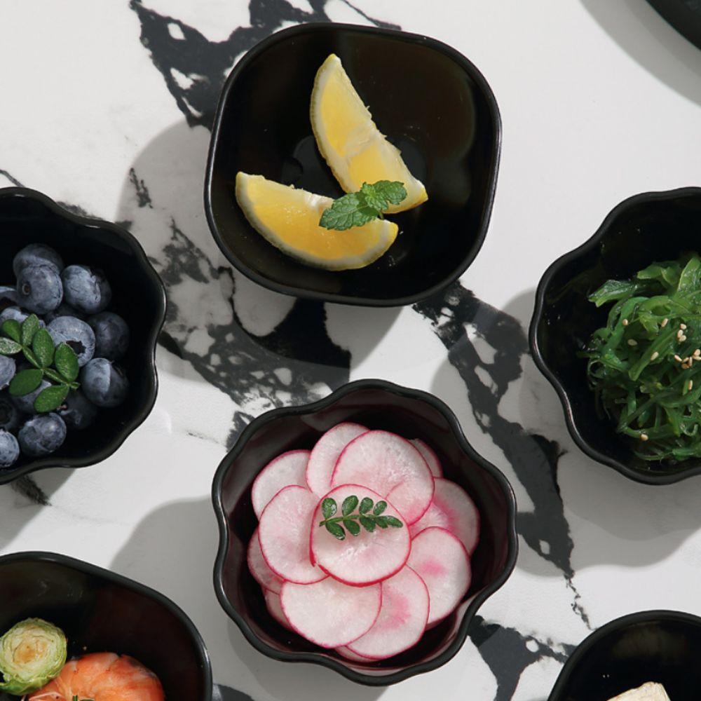 10 Piece Flower/Square Seasoning Dish Black Snack Bowl Multifunctional Fruits Bowl Hot Pot