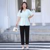 Plus-size Women's Summer V-neck Short-sleeved Shirt Slimming Concealing The Belly Cinching The Waist Stylish and Thin Top