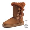 Women's Snow Boots Warm Boots Flat Bottomed Mid Tube Bow Decoration Warm and Comfortable for Outdoor Boots
