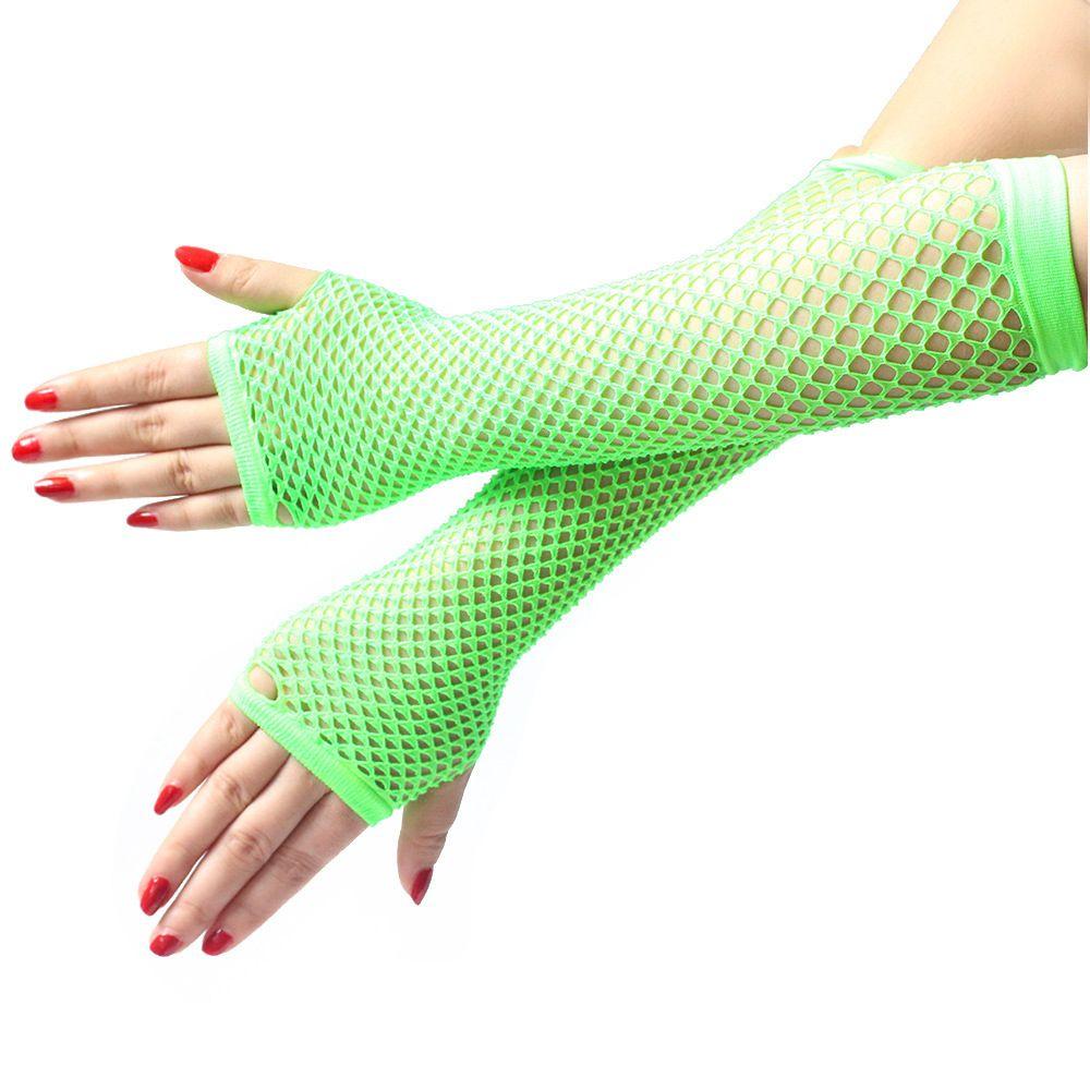 Women Holes Costume Mittens Fishnet Gloves Hollow Out Fingerless