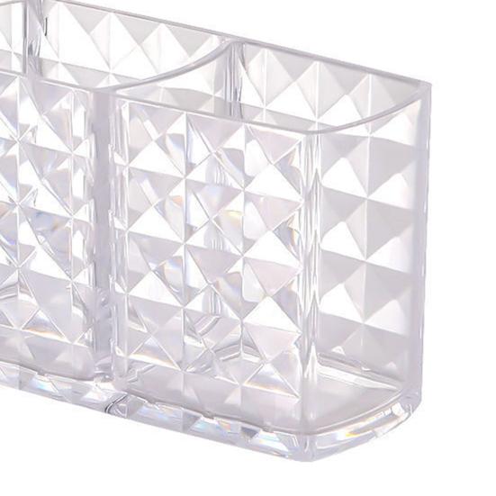 Контейнер для кистей для макияжа, удобный видимый держатель с 3 отделениями, настольная коробка для канцелярских принадлежностей для домашнего использования