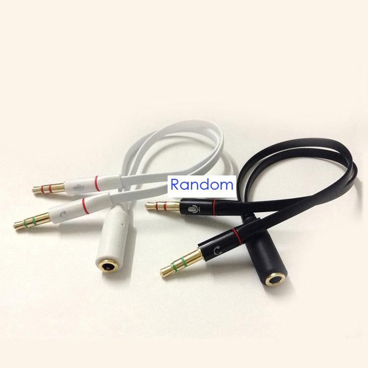 2Pcs 3.5mm Female To Dual 3.5mm Male Headphone Mic Audio Y Splitter Cable Smartphone Headset To PC Adapter