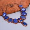 Oval Natural Lapis Lazuli Copper Unique Electroformed New Chain Necklace Jewelry V-82