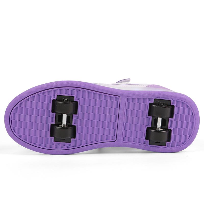 29-38 Детские четырехколесные разборные спортивные туфли на плоской подошве, светодиодные блестящие детские светящиеся кроссовки