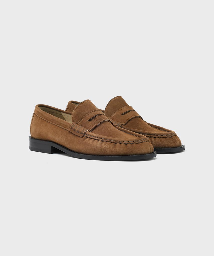 Firenze Atelier [Red Sole] Shirring Detail Standard Penny Loafer 4080 [Mid Brown Suede]