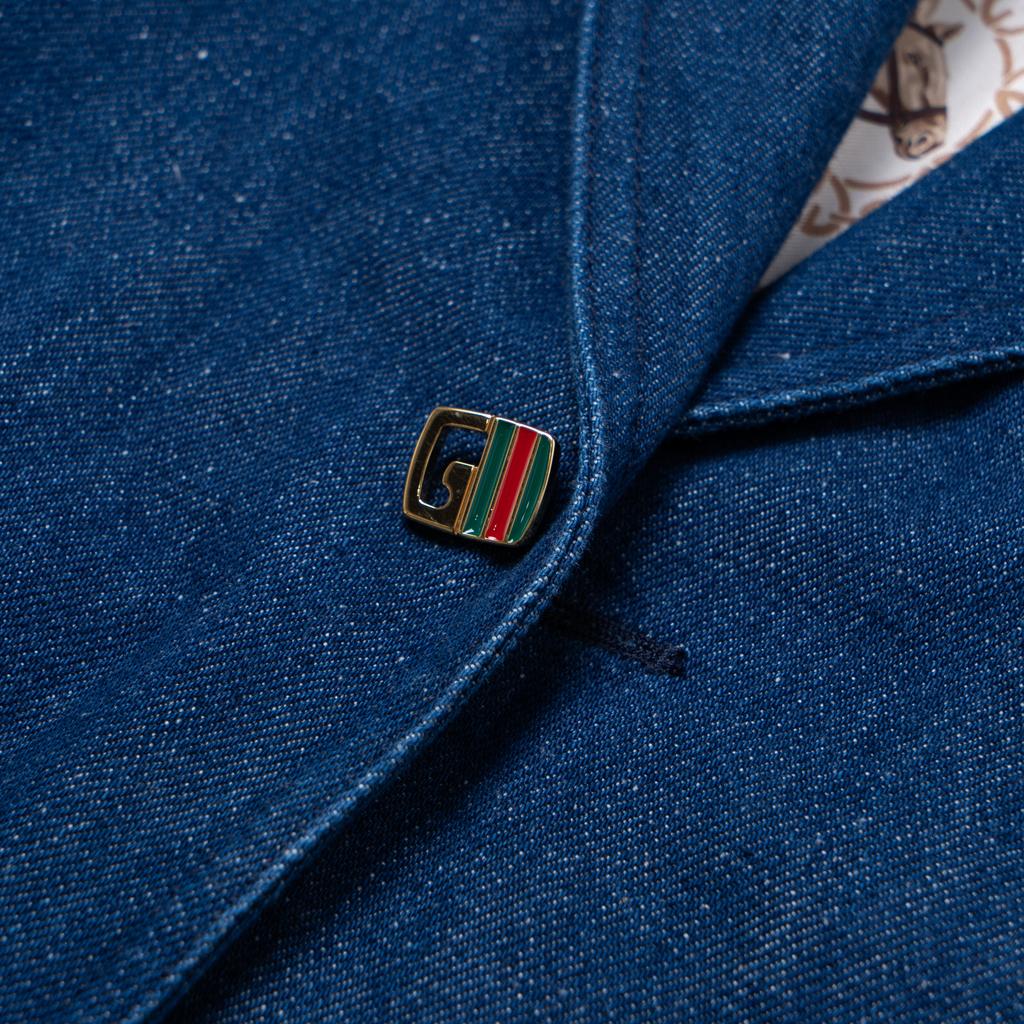 Gucci SS23 Мужской деловой костюм Пиджак Темно-синий 738640-XDCGS-4100