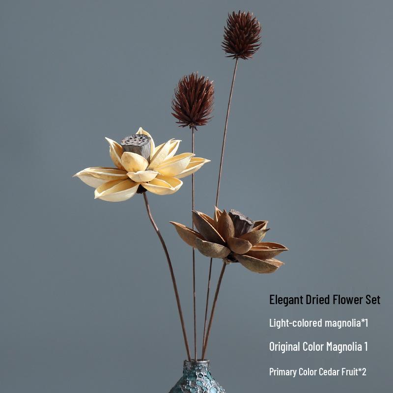 Zen Lotus Dried Flower Bouquet: Natural Chinese Style Living Room Decoration