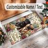 Pug Theme Crystal Velvet Floor Rug Personalized Custom Name Text Warm Carpet Home Decoration