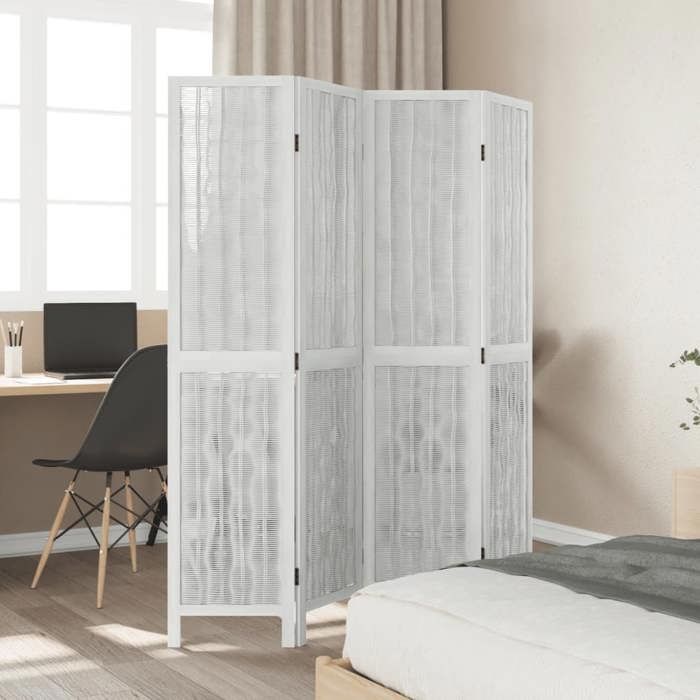 VidaXL Room Divider 4 Panels, Room Separator, Privacy Screen, Folding Screen Bedroom Living Room, White Wood 358674