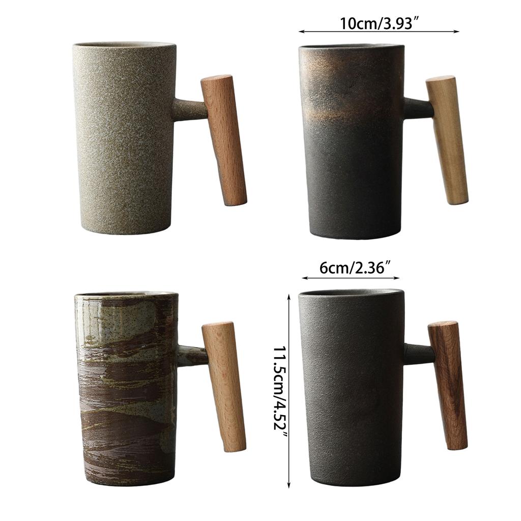 Японская чашка для кофе ручной работы, винтажная чайная чашка с деревянной ручкой, кружка, личность, пара, бытовая чашка для воды, каменная керамика, подарок
