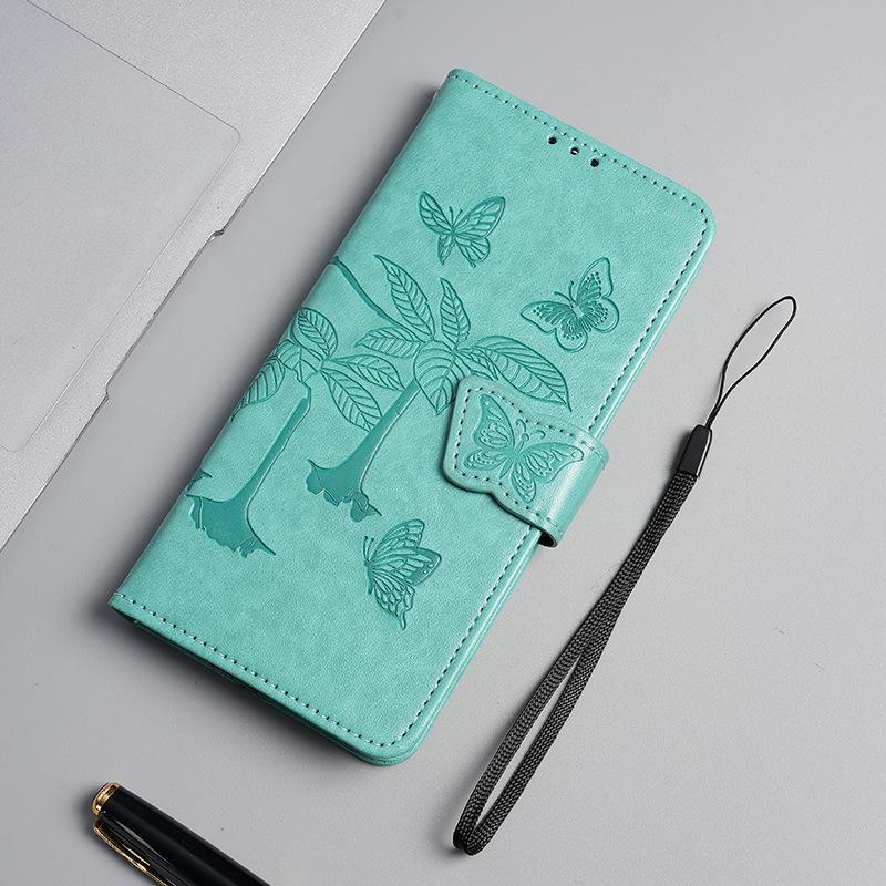 Чехол-книжка из кожи с тиснением «Бабочка» для ZTE Blade A54