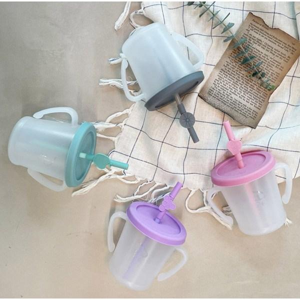 Agaphra Magic Straw Cup S 300ml + Silicone Straw + Fruit Straw Top, Pink (straw Cup), Random Delivery (pin Top), 1 Set