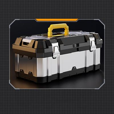 Ящик для инструментов из нержавеющей стали Портативный ящик для инструментов Электрик Аппаратный ящик для хранения Большая вместимость Промышленный чемодан Сумка для инструментов