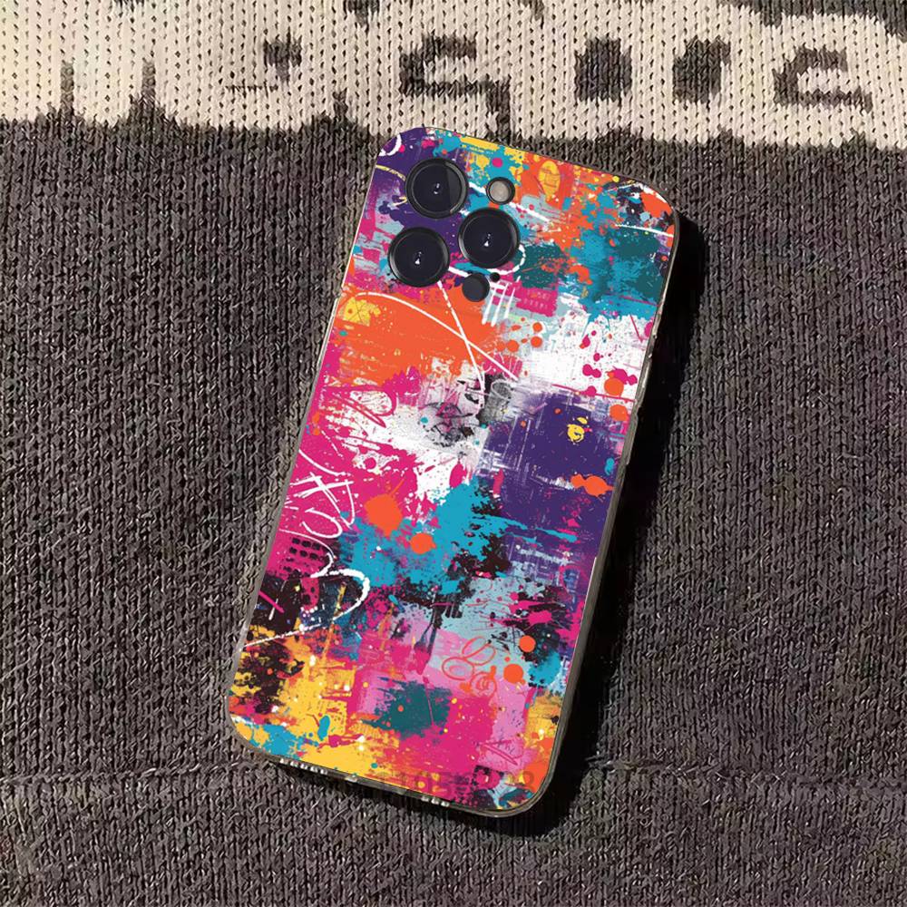 Красочный чехол для телефона с граффити для iPhone 11Pro 13 12 11 Pro Max 16e 17 Air 16 15 14 Plus 11ProMax