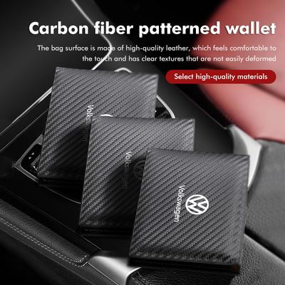 Для VW Кошелек из углеродного волокна Кожаный Бизнес Держатель для монет и карт Портмоне Scirocco Passat Polo B5 B6 B7 CC Tiguan Sharan ID6