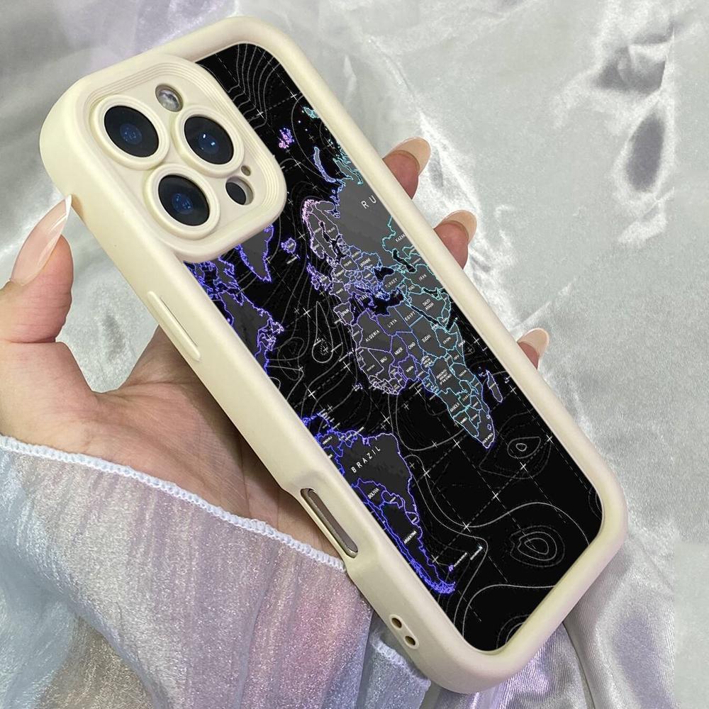 JT10 Эстетичный Мир Карта Телефон для для iPhone 17 16 Pro Max Samsung S26 S25 Ultra A17 A26 A07 Xiaomi 15T Redmi Note 14 Pro Plus Мягкий ТПУ Чехол Обложка