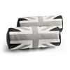 Set of 2 Black Union Jack and Checkered Flag Headrest PU Leather with Memory Perfect for and More Cushions, Foam, BMW, MINI,