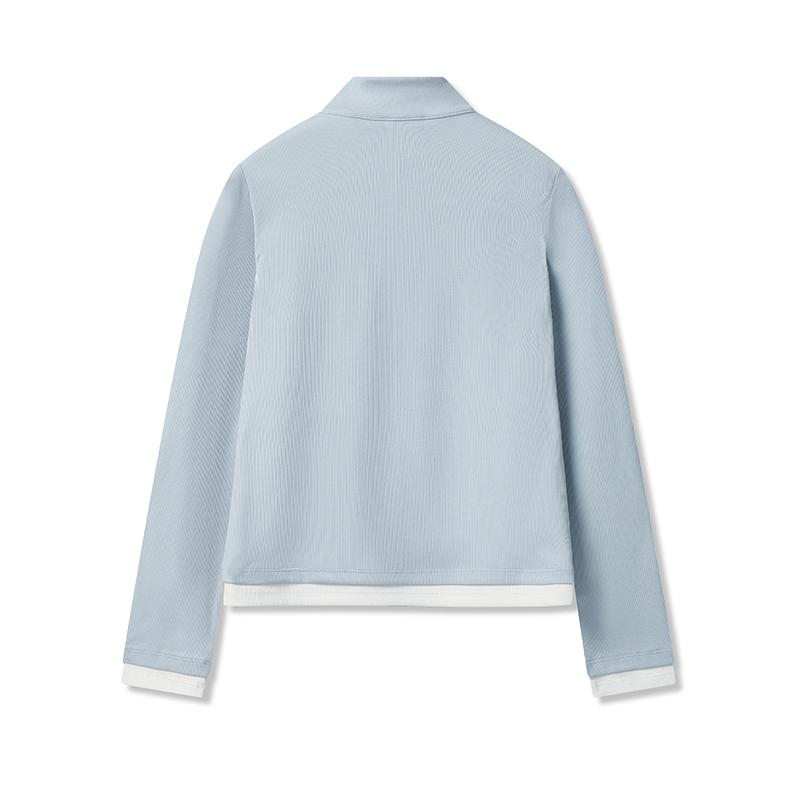 Fila Наследие Простой Повседневный Приятный к коже Мягкий Эластичный Трикотаж с длинным рукавом Женские топы F11W548204FLB