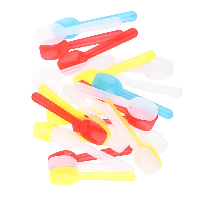 50 шт. Пластиковая ложка для десерта, ложка для мороженого, семейные ложки, пластиковые ложки для супа, симпатичная дегустационная ложка, отлично подходит для вечеринок, столовые приборы