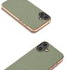 For iPhone 16 Case Electroplating Phone Cover Carbon Fiber Texture PU+TPU Protective Case - Green