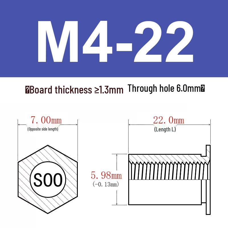 Шестигранные Заклепочные Гайки-Болты M2-M8, Резьбовой Стержень с Цилиндрической Головкой