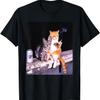 Кот-курильщик Забавный курящий кот Мем Глупый мозг Т-Ширт(13)