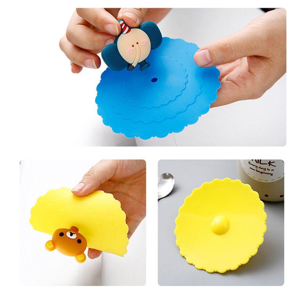 Sealed Cartoon Dustproof Tea Lids Leakproof Proof Lid Cup Cup Accessories Silicone Cup Cover