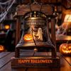 Halloween Theme Gifts Vintage Wooden Bell Decor, Rustic Farmhouse Shelf Sitter with Showcase Ornaments Metal Wood Stand, Tabletop Centerpiece