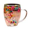 Double-Wall Glass Mug 350ml Heat-Resistant Flower Coffee Tea Cup Insulated Cup for Hot Cold