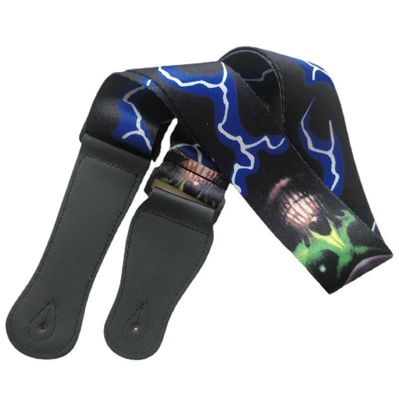 Регулируемый кожаный и тканевый гитарный ремень в этническом стиле с различными узорами для акустических и бас-гитар